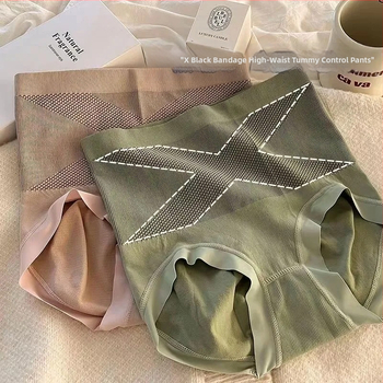 Moteriškos formuojančios kelnaitės su aukštu liemeniu, be matomų linijų, sėdmenų pakėlimas, pilvo kontrolė, medvilnės įdėklas