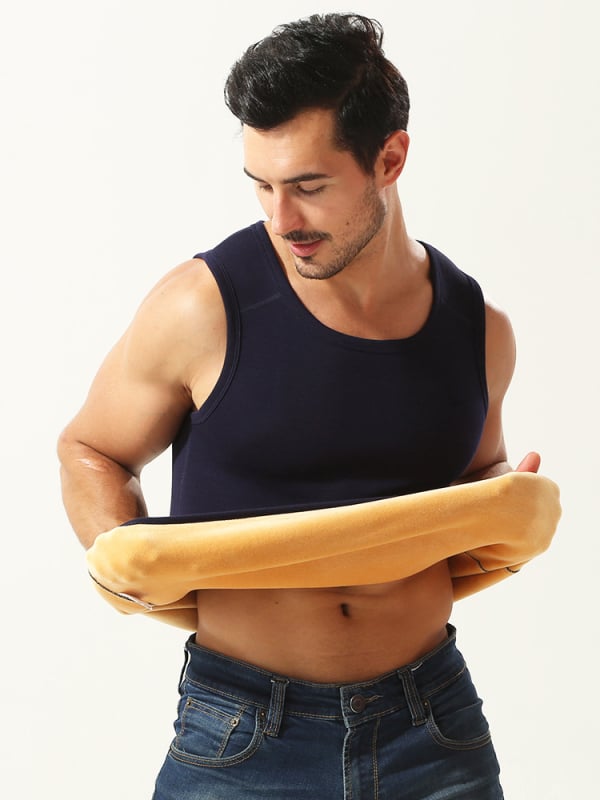 Férfi meleg mellény fleece belsővel, vastag poliészter anyag, oldalsó zsebek, hétköznapi alapréteg, téli 2024