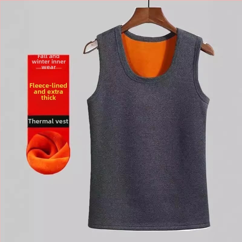Férfi meleg mellény fleece belsővel, vastag poliészter anyag, oldalsó zsebek, hétköznapi alapréteg, téli 2024