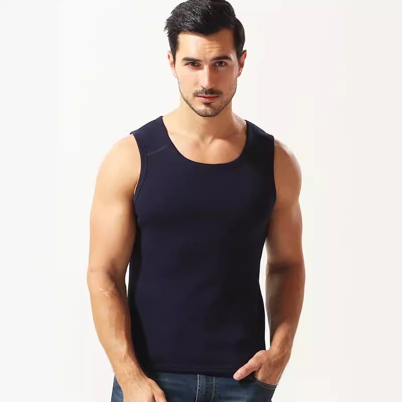 Férfi meleg mellény fleece belsővel, vastag poliészter anyag, oldalsó zsebek, hétköznapi alapréteg, téli 2024