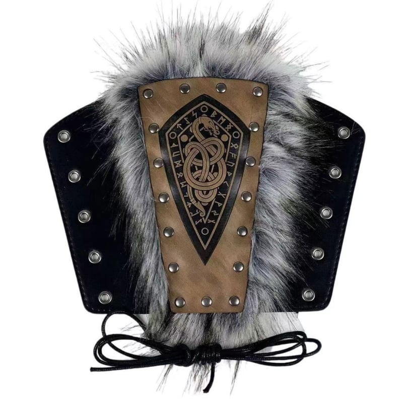 Ρυθμιζόμενα προστατευτικά καρπού για ιπποτικό κοστούμι – PU δέρμα με τεχνητή γούνα, Μεσαιωνικό ευρωπαϊκό cosplay, 150 g