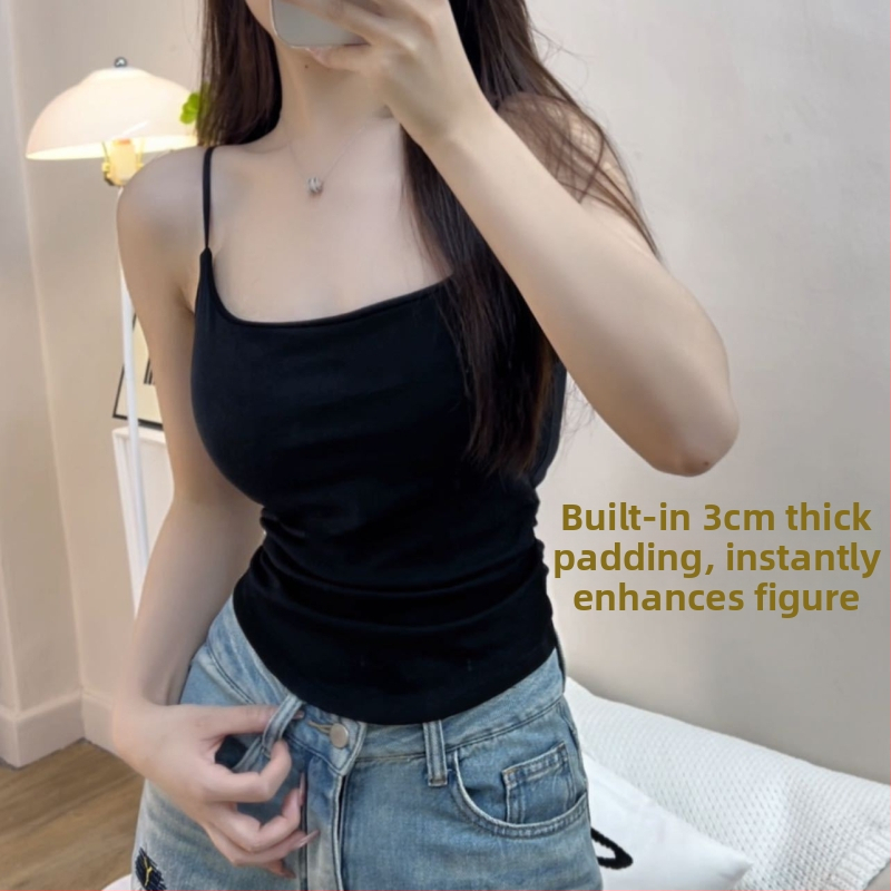 Camisola s hrubším vypchom; nastaviteľné ramienka; RC bavlna; 201–250 g/m²; okrúhly výstrih