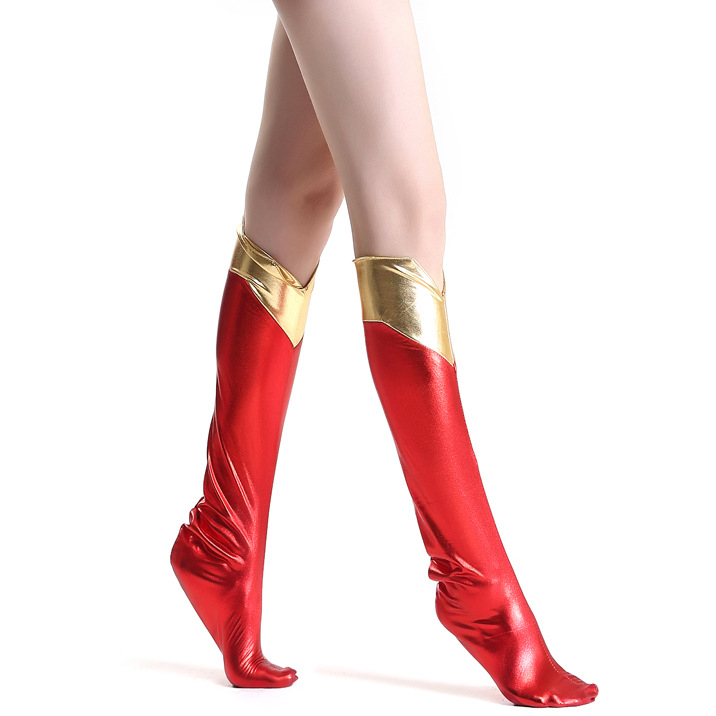 PU kožne ženske superhero čizme set s detaljima toplog otiska – cosplay dodaci
