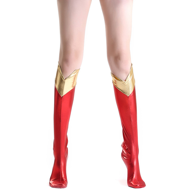 PU kožne ženske superhero čizme set s detaljima toplog otiska – cosplay dodaci
