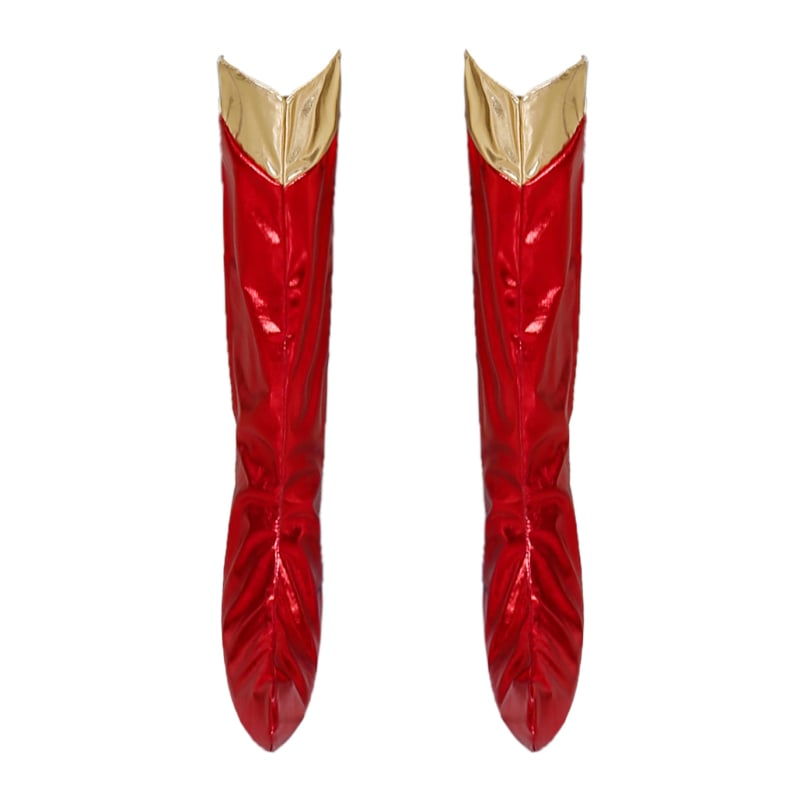 PU kožne ženske superhero čizme set s detaljima toplog otiska – cosplay dodaci
