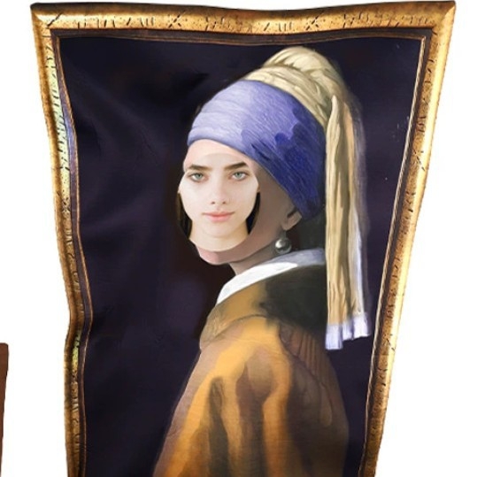 Cosplay kostim za Halloween zabavu - djevojka s biserom i naušnicama, muralni dizajn, na lageru, proljeće 2025