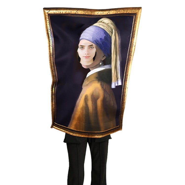 Cosplay kostim za Halloween zabavu - djevojka s biserom i naušnicama, muralni dizajn, na lageru, proljeće 2025