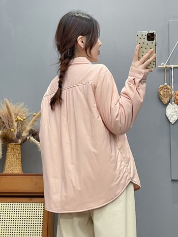 Pildyta medvilninė marškiniai, apvali kaklo iškirptė, ilgos rankovės, vidutinio ilgio