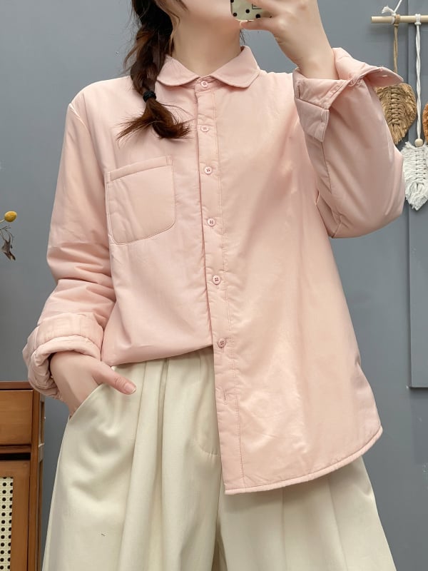 Pildyta medvilninė marškiniai, apvali kaklo iškirptė, ilgos rankovės, vidutinio ilgio