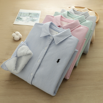 Marškiniai su dryžuotu raštu, Oxford audinys, literatūrinis retro stilius, siuvinėjimas, polo apykaklė