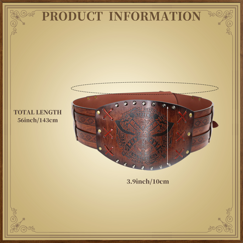 Μεσαιωνική ζώνη από διπλό δέρμα, στυλ Βίκινγκ Ρενεσάνς, ρυθμιζόμενος cosplay σκηνικό αξεσουάρ