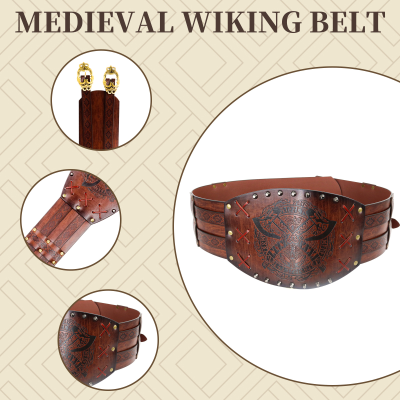 Μεσαιωνική ζώνη από διπλό δέρμα, στυλ Βίκινγκ Ρενεσάνς, ρυθμιζόμενος cosplay σκηνικό αξεσουάρ
