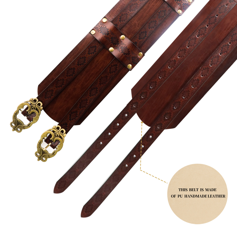 Μεσαιωνική ζώνη από διπλό δέρμα, στυλ Βίκινγκ Ρενεσάνς, ρυθμιζόμενος cosplay σκηνικό αξεσουάρ