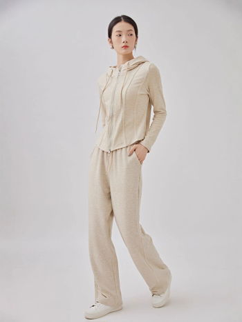 Costum casual de damă cu pantaloni, model solid, țesătură din bumbac-poliester-elastan, croi tridimensional, toamnă 2025