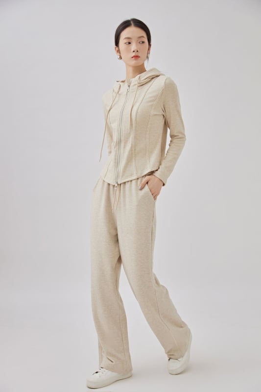 Costum casual de damă cu pantaloni, model solid, țesătură din bumbac-poliester-elastan, croi tridimensional, toamnă 2025