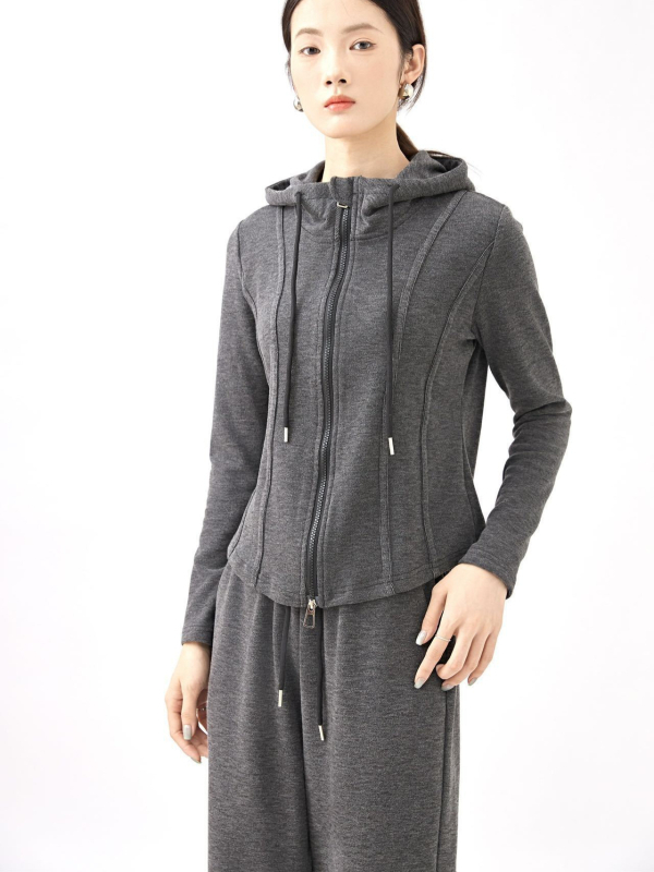 Costum casual de damă cu pantaloni, model solid, țesătură din bumbac-poliester-elastan, croi tridimensional, toamnă 2025