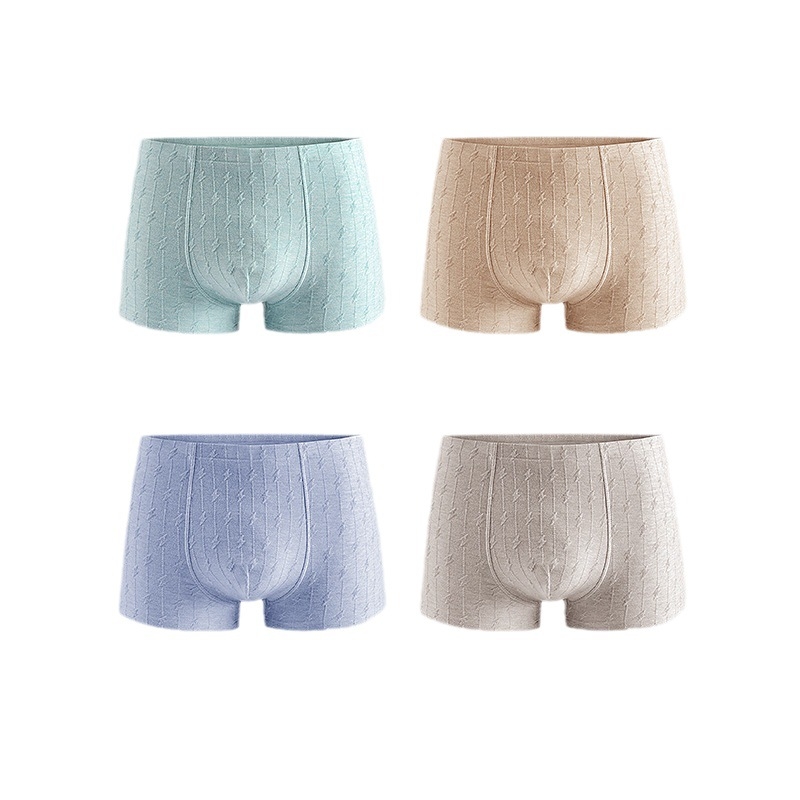 Boxeri pentru bărbați, talie medie, uscare rapidă, 90–95% bumbac, țesătură Jacquard, antibacterian