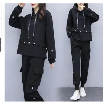 Set din două piese pentru femei, costum pantaloni, stil urban casual, material acrilic 95%+, mâneci lungi, lansare toamnă 2024