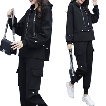 Set din două piese pentru femei, costum pantaloni, stil urban casual, material acrilic 95%+, mâneci lungi, lansare toamnă 2024