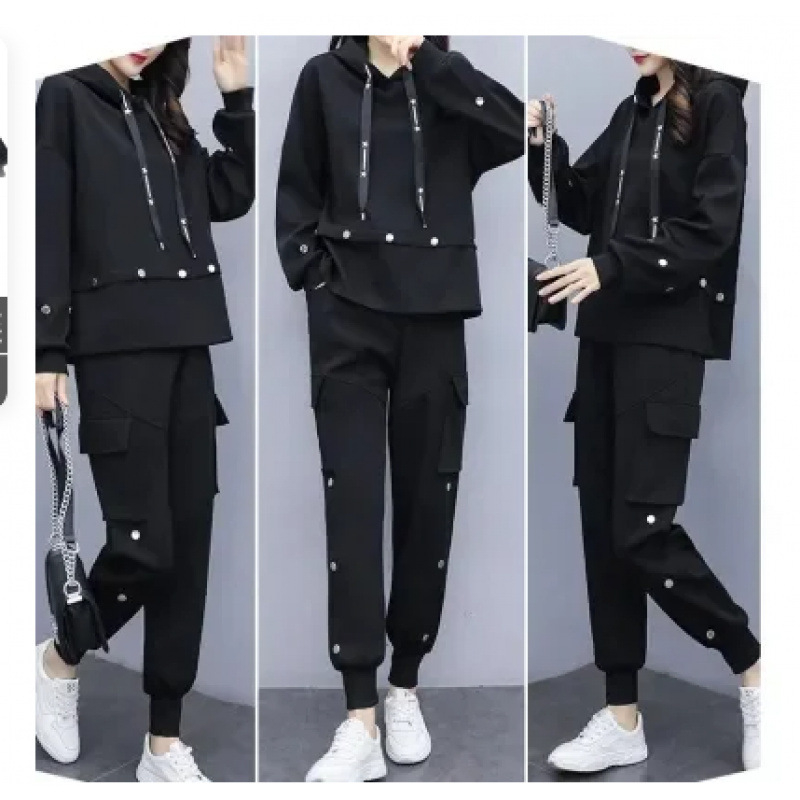 Set din două piese pentru femei, costum pantaloni, stil urban casual, material acrilic 95%+, mâneci lungi, lansare toamnă 2024