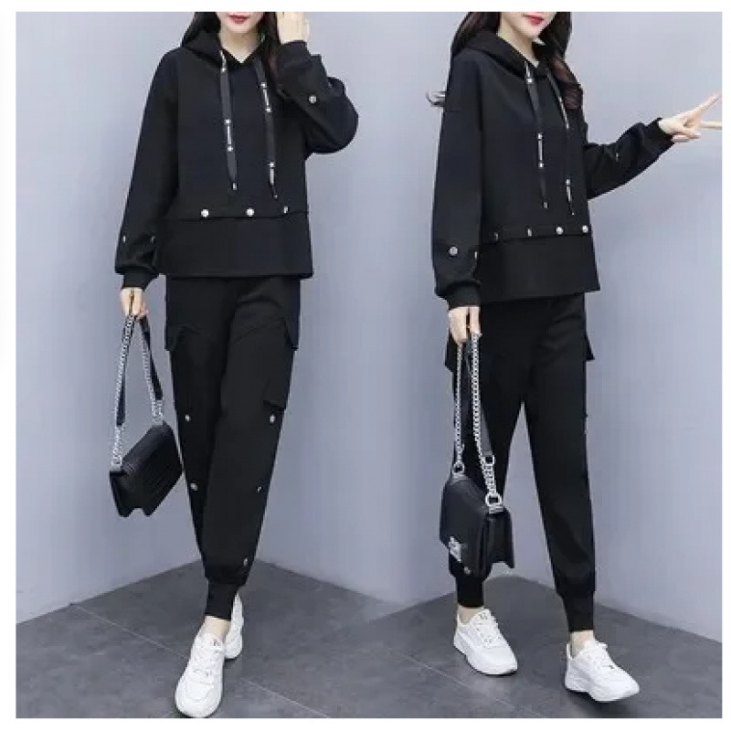 Set din două piese pentru femei, costum pantaloni, stil urban casual, material acrilic 95%+, mâneci lungi, lansare toamnă 2024