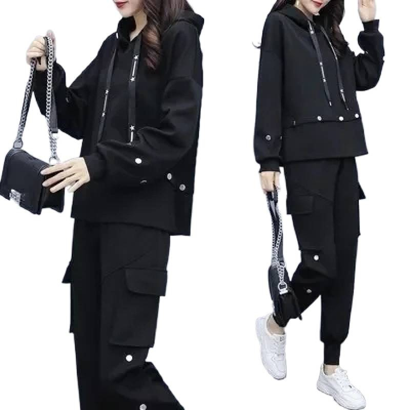 Set din două piese pentru femei, costum pantaloni, stil urban casual, material acrilic 95%+, mâneci lungi, lansare toamnă 2024