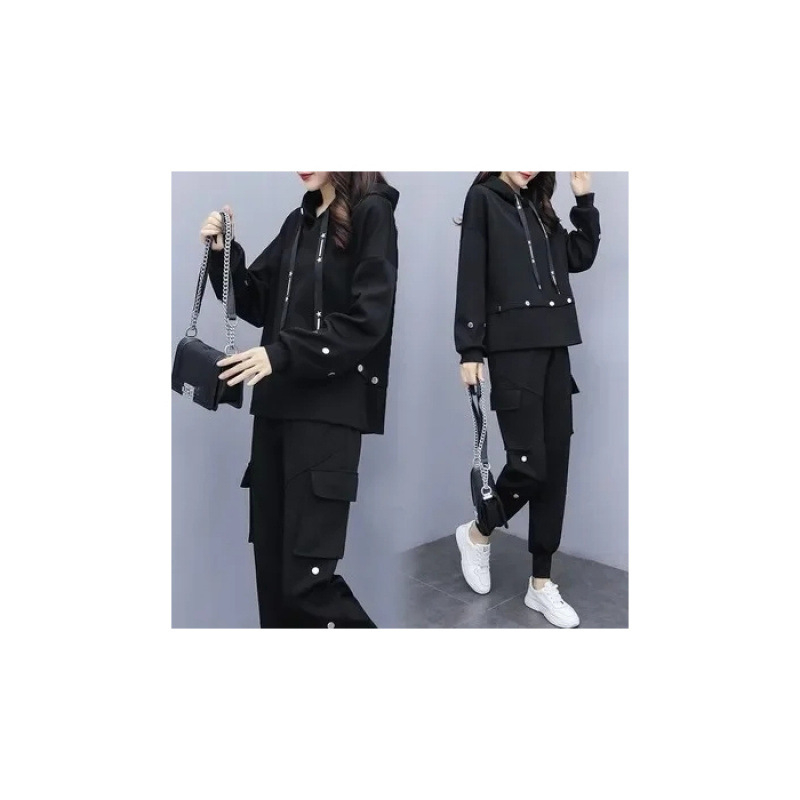 Set din două piese pentru femei, costum pantaloni, stil urban casual, material acrilic 95%+, mâneci lungi, lansare toamnă 2024