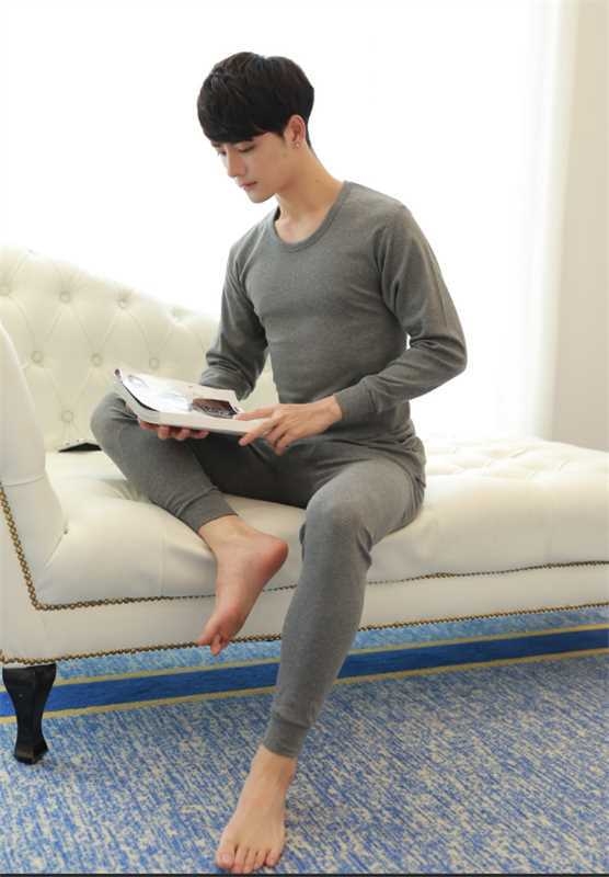 Vyriški 100% medvilnės terminis komplektas – viršutinė ir apatinė dalys, kvėpuojantis ir antibakterinis, vidutinis šilumos lygis, 220 g/m², skirtas vyrams 18–40 m