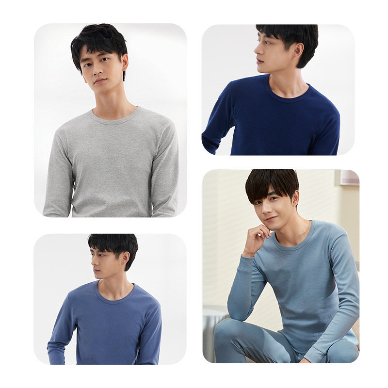 Vyriški 100% medvilnės terminis komplektas – viršutinė ir apatinė dalys, kvėpuojantis ir antibakterinis, vidutinis šilumos lygis, 220 g/m², skirtas vyrams 18–40 m