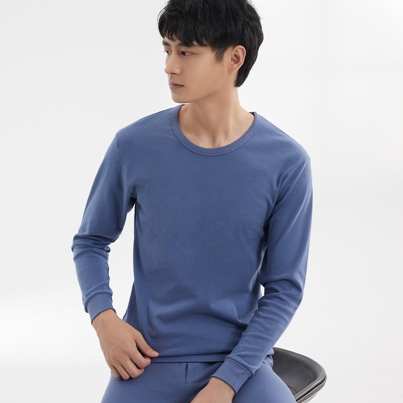 Vyriški 100% medvilnės terminis komplektas – viršutinė ir apatinė dalys, kvėpuojantis ir antibakterinis, vidutinis šilumos lygis, 220 g/m², skirtas vyrams 18–40 m