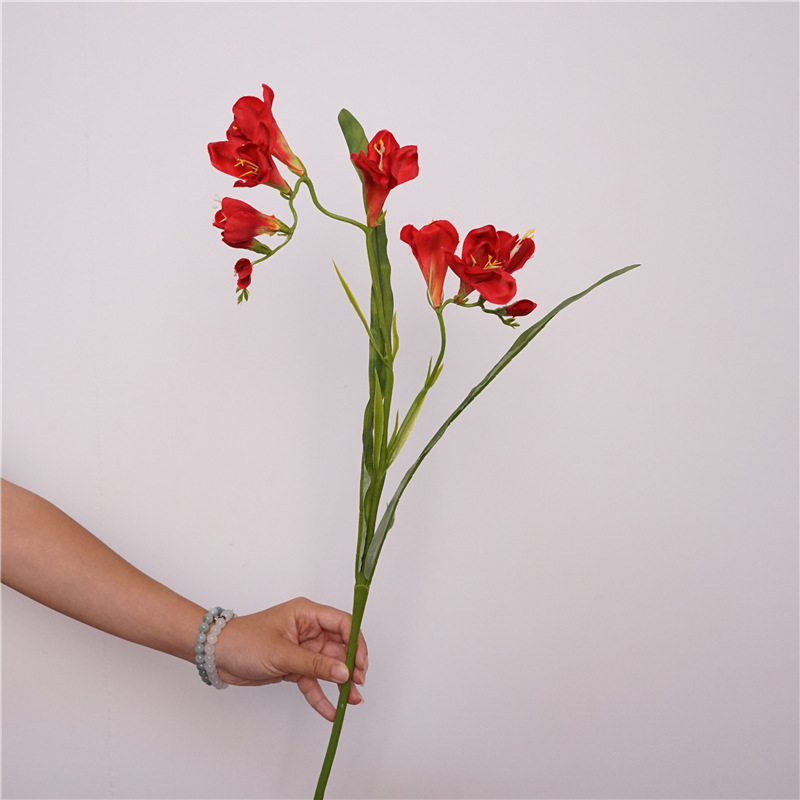 Изкуствено цвете Фрезия, коприна, цвете с един клон, за външна употреба.