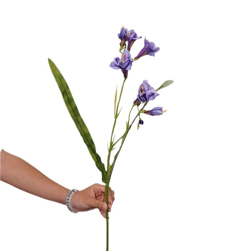 Изкуствено цвете Фрезия, коприна, цвете с един клон, за външна употреба.