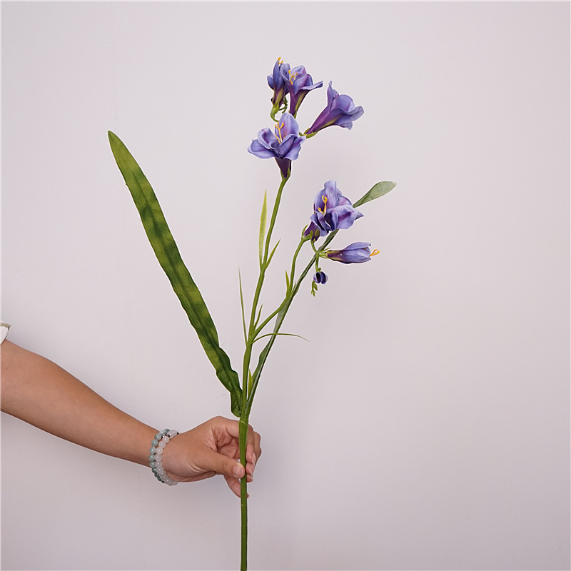 Изкуствено цвете Фрезия, коприна, цвете с един клон, за външна употреба.