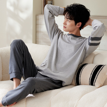 Set pijamale bărbați Derong cu autoîncălzire, căptușit fleece, grosime 251-300 g/m², cu glugă, top și pantaloni