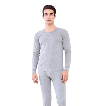 Set termal pentru bărbați cu căptușeală din fleece, îngroșat pentru iarnă – top și pantaloni slim-fit, guler rotund