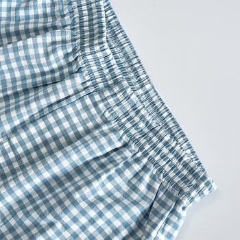 Boxeri bărbați din bumbac, cu model în carouri, croială lejeră, talie medie, pentru casă