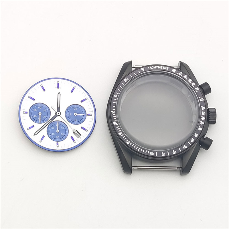 Nerūdijančio plieno VK63 laikrodžio korpusas su ciferblatu ir rodyklėmis, trys subdial'ai