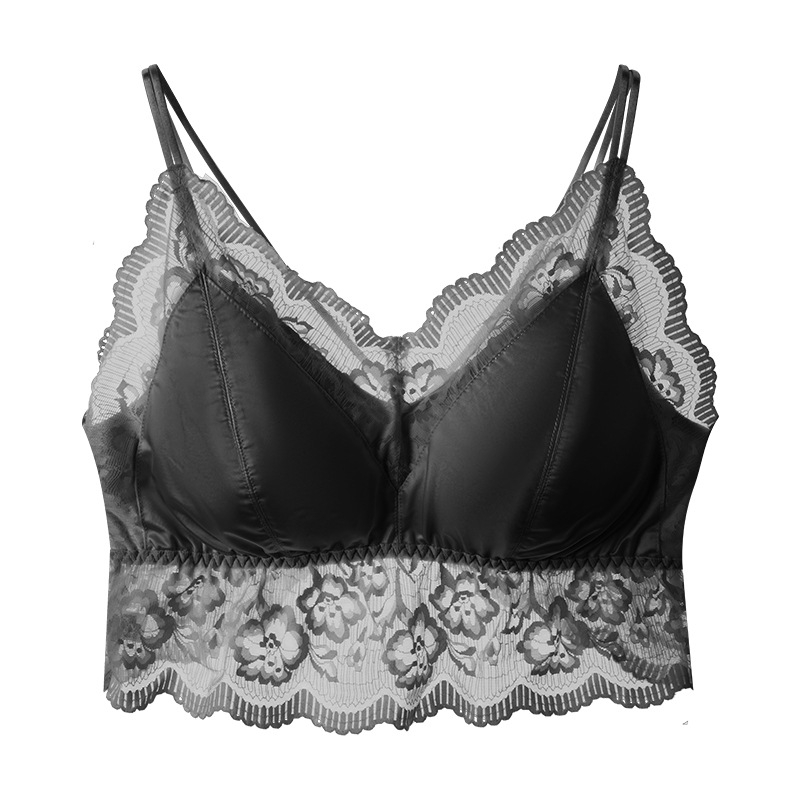 Дантелен топ за бюст с обвивка, талия-дължина, 3/4 чашка, тънък формован чашка, френски стил гръб