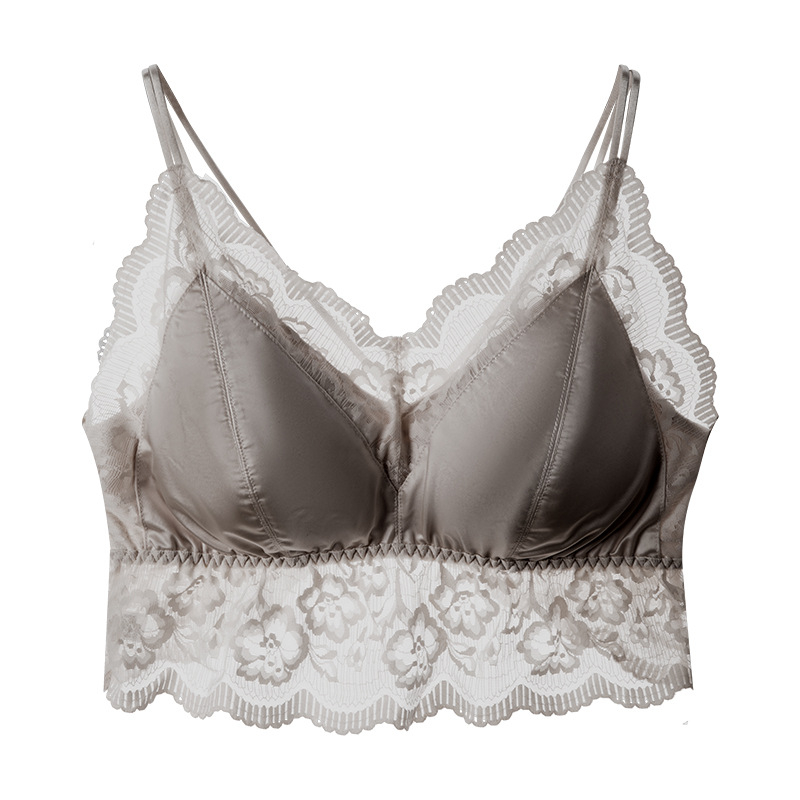 Дантелен топ за бюст с обвивка, талия-дължина, 3/4 чашка, тънък формован чашка, френски стил гръб