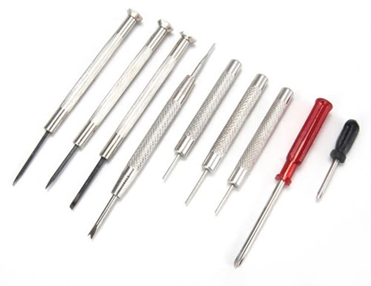 16 dalių laikrodžių remonto rinkinys namų naudojimui, iš lydinio plieno, svoris 0,4 kg