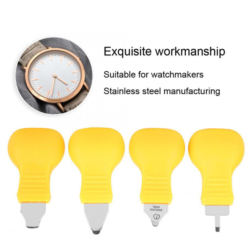 Laikrodžių remonto įrankis, nerūdijantis plienas, moliūgo formos atidarymo peilis, 4 dalių rinkinys, galinio dangtelio atidarytuvas