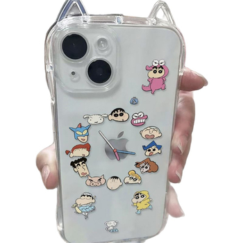 Θήκη TPU με σχέδιο γατιού и αυτιά για iPhone 15 Pro Max, διάτρητη κατασκευή και προστασία από πτώσεις