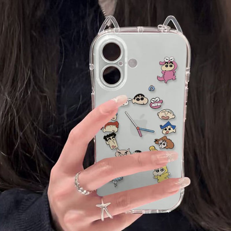 Θήκη TPU με σχέδιο γατιού и αυτιά για iPhone 15 Pro Max, διάτρητη κατασκευή και προστασία από πτώσεις