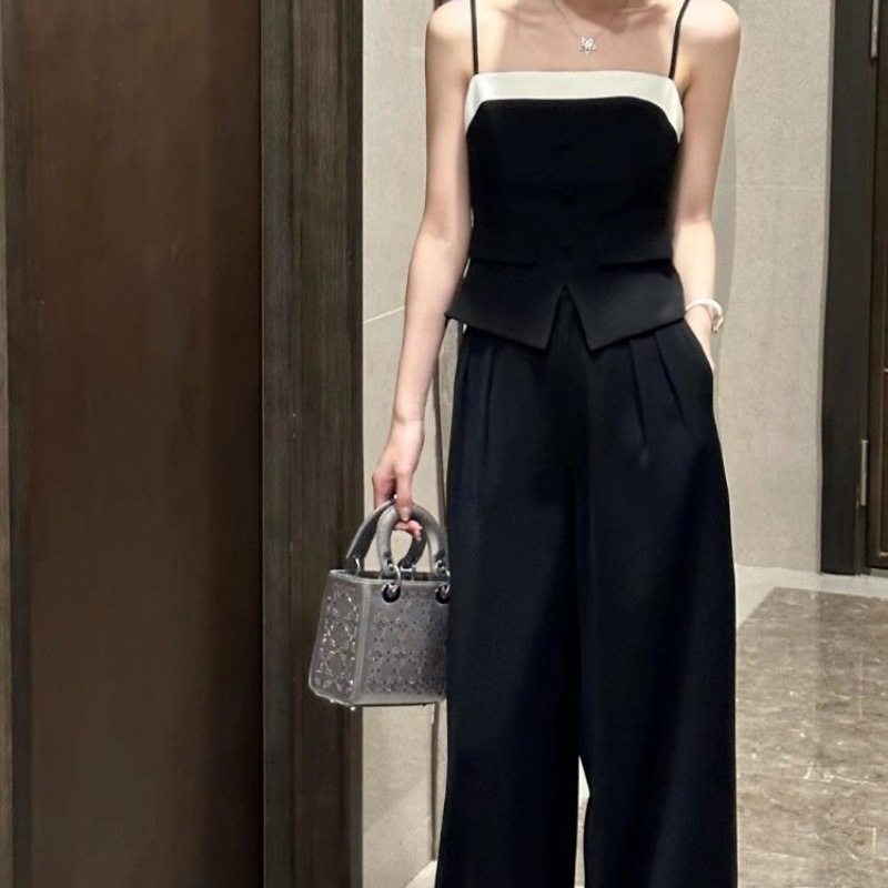 Set hlača: top bez rukava + široke hlače, denim s 3D uzorkom, japansko-korejski ležerni stil