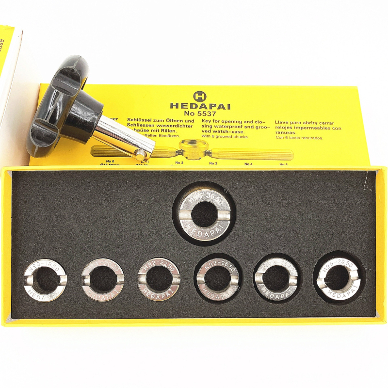 Laikrodžio korpuso atidarytuvas 5537, suderinamas su Rolex ir Tudor laikrodžiais, plonu dantų užpakalinio gaubto atidarytuvas, 7 dalių rinkinys