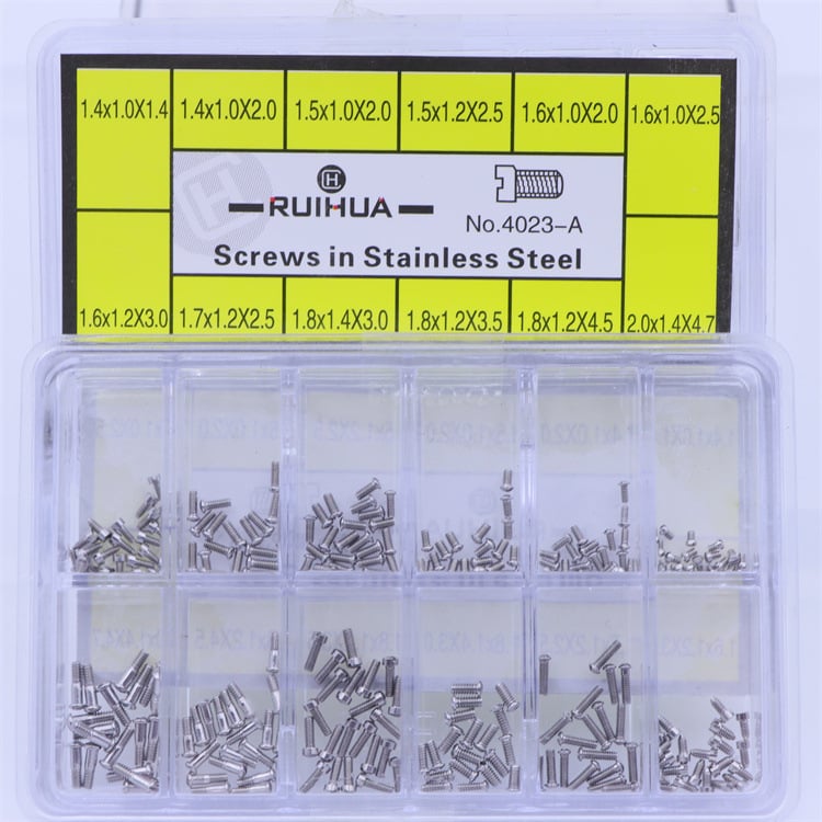 Nerūdijančio plieno plokščia galvutė laikrodžio varžtai – skirtos galiniam dangteliui ir stikliui, dėžutėje 500 vnt., 2021 m. vasara