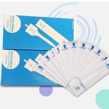 Vienkartinis gyvūnėlių termometro rinkinys su analinės temperatūros gaubteliais, dėžutėje 100 vnt, įskaitant burnos gaubtus