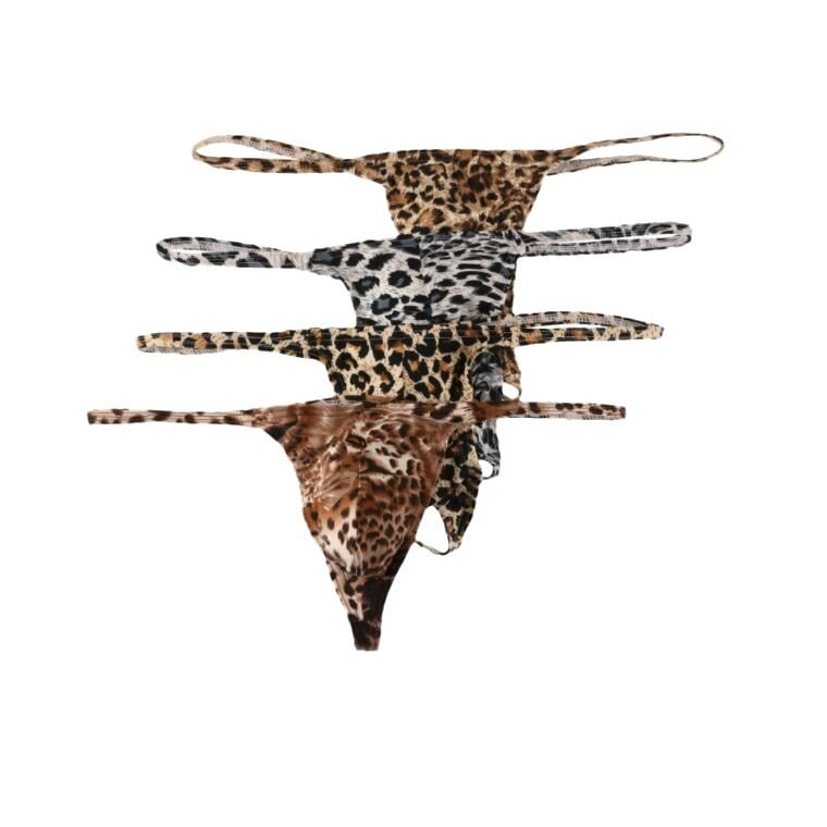 Muške leopard tanga s niskim strukom, prozračne pamuk 95–100%, najlonska podstava u preponama