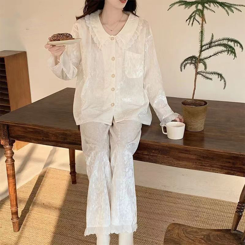 Moterų velvetinės pižamos komplektas, princesės stilius, ilgos rankovės, kelnės, namų laisvalaikiui