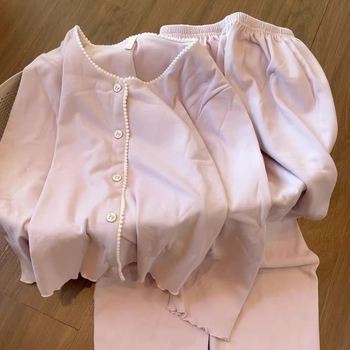 Moterų Derong velūrinis pižamų komplektas su V kaklu, ilgomis rankovėmis, šiltas iš poliesterio 95–100%, namų dėvėjimui